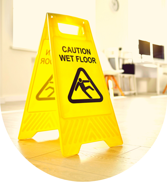 Sign Warning about Wet Floor Placed in the Office