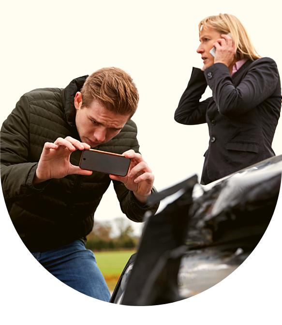 Driver Taking Photo of Car Accident on Mobile Phones